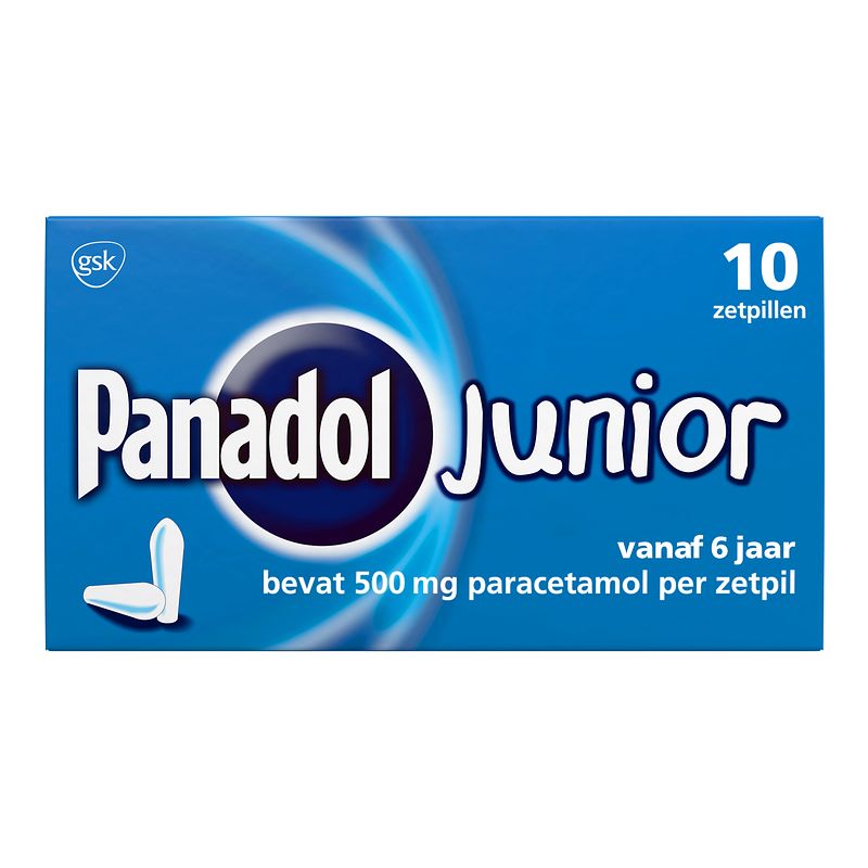 Foto van Panadol junior zetpillen 500mg - vanaf 6 jaar