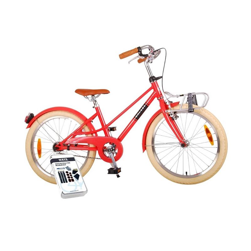 Foto van Volare kinderfiets melody - 20 inch - koraal rood - inclusief ways bandenplakset