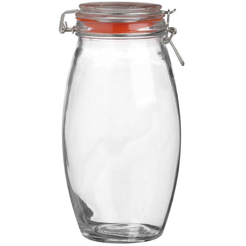 Foto van Urban living voorraadpot/bewaarpot - 1.9l - glas - met beugelsluiting - d12 x h25 cm - voorraadpot