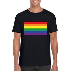 Foto van Gay pride t-shirt met regenboog vlag zwart heren xl