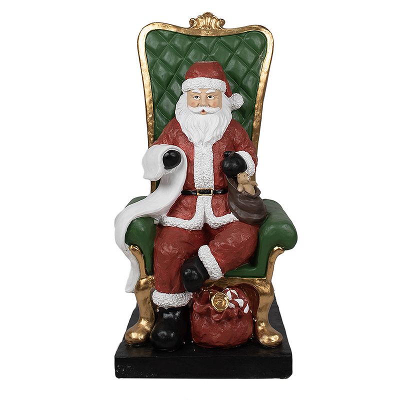 Foto van Clayre & eef beeld kerstman 50x50x106 cm rood polyresin kerstdecoratie rood kerstdecoratie