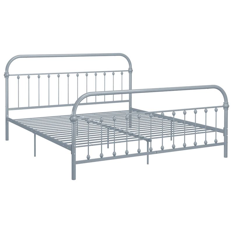 Foto van The living store metalen bedframe - grijs - 213 x 191 x 109 cm - geschikte matras 180 x 200 cm + montage vereist