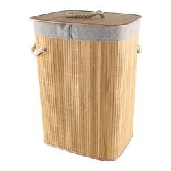 Foto van Bamboe houten wasmand/wasgoedmand 29 x 39 x 57 cm - wasmanden