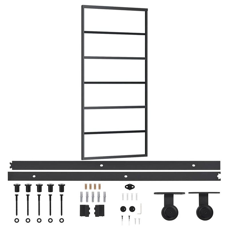 Foto van Vidaxl schuifdeur met beslag 90x205 cm aluminium en esg-glas