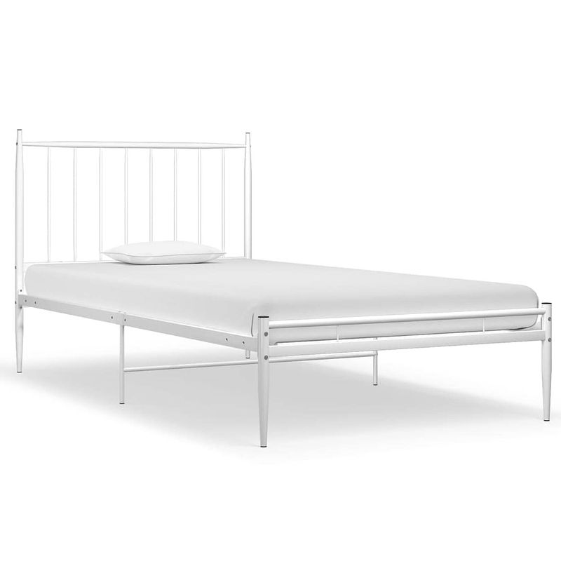 Foto van The living store bedframe - eenpersoons - metaal - 208x96x97.5 cm - wit