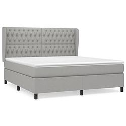 Foto van The living store boxspringbed - comfort - bed - 203x183x118/128 cm - lichtgrijs