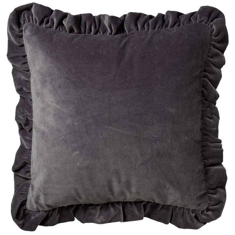 Foto van Dutch decor yara - kussenhoes velvet charcoal grey 45x45 cm - grijs - grijs