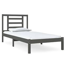 Foto van The living store houten bedframe - grijs - 205.5 x 95.5 x 31 cm - massief grenenhout