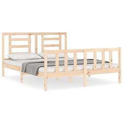 Foto van The living store bedframe - massief grenenhout - 205.5 x 155.5 x 100 cm - multiplex lattenbodem