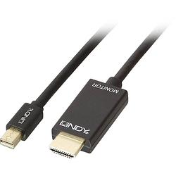 Foto van Lindy mini-displayport / hdmi adapterkabel mini displayport stekker, hdmi-a stekker 1.00 m zwart 36926 displayport-kabel