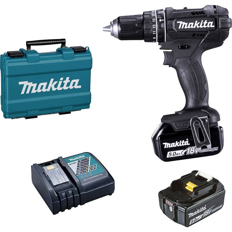 Foto van Makita makita 2 snelheden-accu-klopboor/schroefmachine incl. 2 accus, incl. koffer