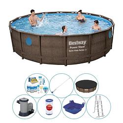 Foto van Bestway power steel swim vista rond 549x122 cm - zwembad combi deal