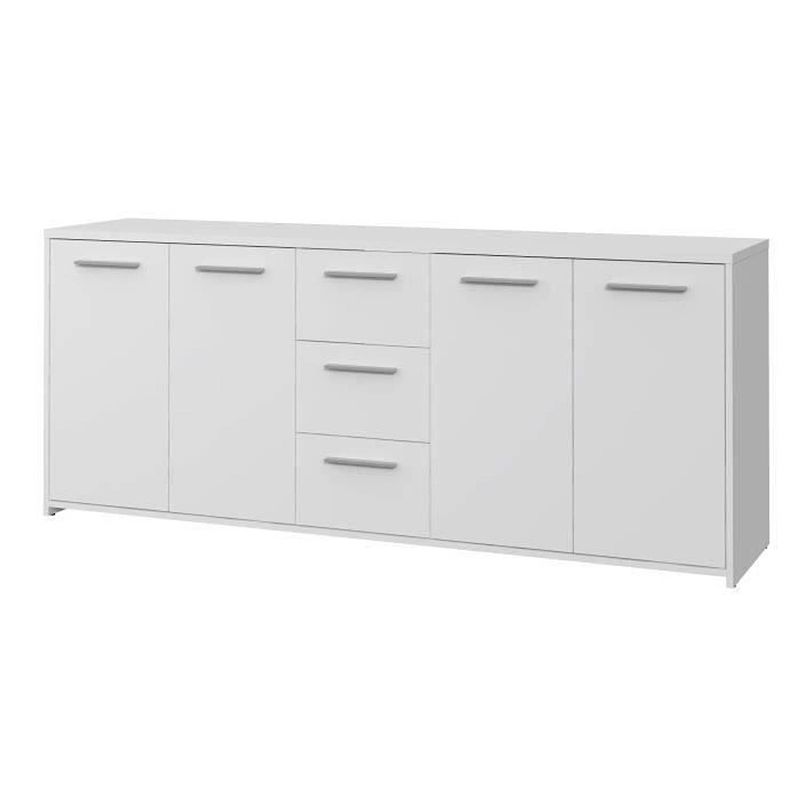 Foto van Laag dressoir 4 deuren 3 laden - mat wit - l 179 x d 42 x h 74,5 cm