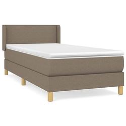 Foto van The living store boxspringbed - taupe - 193 x 93 x 78/88 cm - verstelbaar hoofdbord - pocketvering matras - middelharde