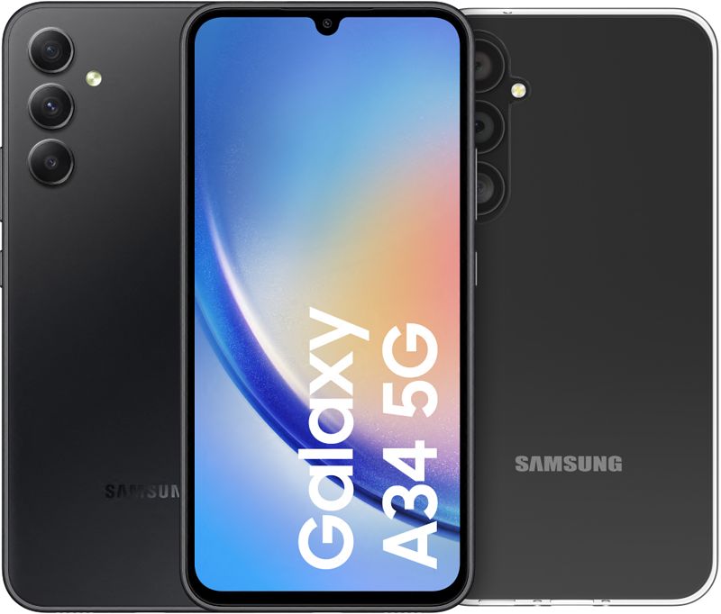 Foto van Samsung galaxy a34 128gb zwart 5g + bluebuilt back cover