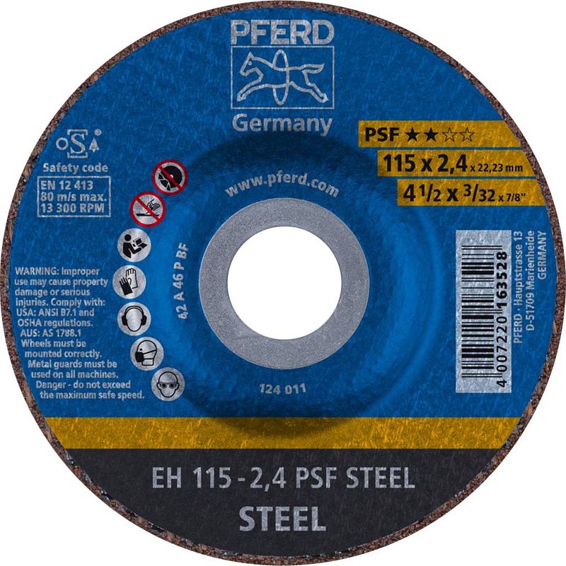 Foto van Pferd psf steel 61740122 doorslijpschijf gebogen 115 mm 22.23 mm 25 stuk(s)