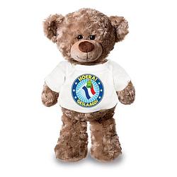 Foto van Knuffel teddybeer hoera geslaagd! met vlag wit shirt 24 cm - knuffelberen