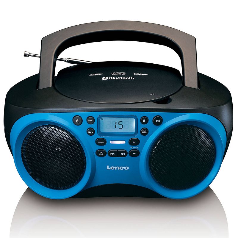 Foto van Draagbare radio, cd/mp3, casette speler lenco scd-501bu blauw-zwart