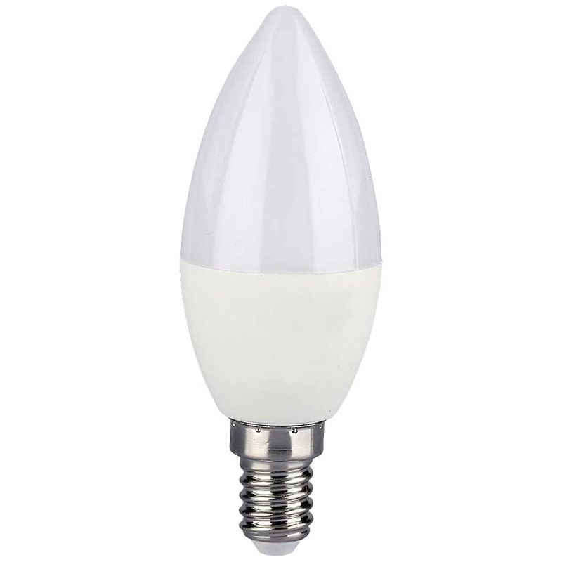 Foto van V-tac 212754 led-lamp energielabel f (a - g) e14 kaars 4.80 w warmwit, koudwit, rgb (ø x h) 36.5 mm x 110 mm dimbaar 1 stuk(s)