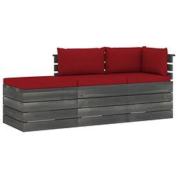 Foto van Vidaxl 3-delige loungeset met kussens pallet massief grenenhout