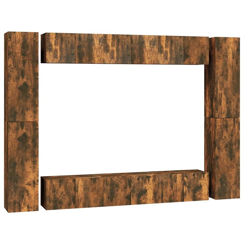 Foto van The living store tv-meubel set gerookt eiken - 60x30x30cm - 30.5x30x90cm - wandgemonteerd