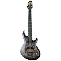 Foto van Esp ltd javier reyes signature jr-7 qm faded blue sunburst 7-string elektrische gitaar met koffer