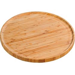 Foto van Bamboe houten serveerplank rond 32 cm - serveerplateau - kaasplank/kaasplateau - borrelplank - tapasplank