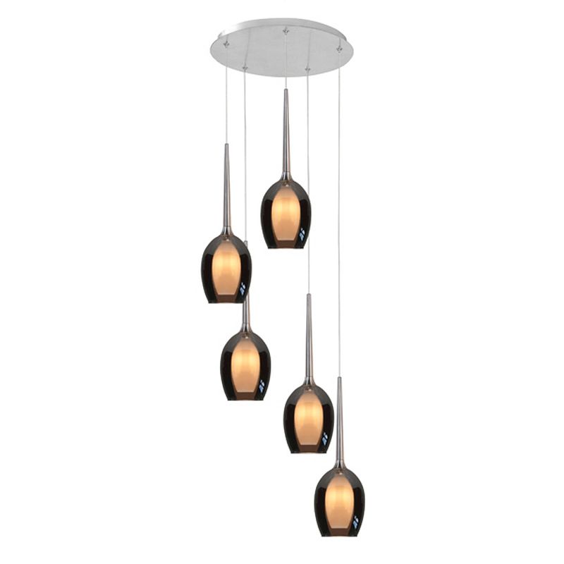 Foto van Light & design - hanglamp - industrieel - metaal en glas - nikkel - voor binnen - woonkamer - eetkamer - slaapkamer -