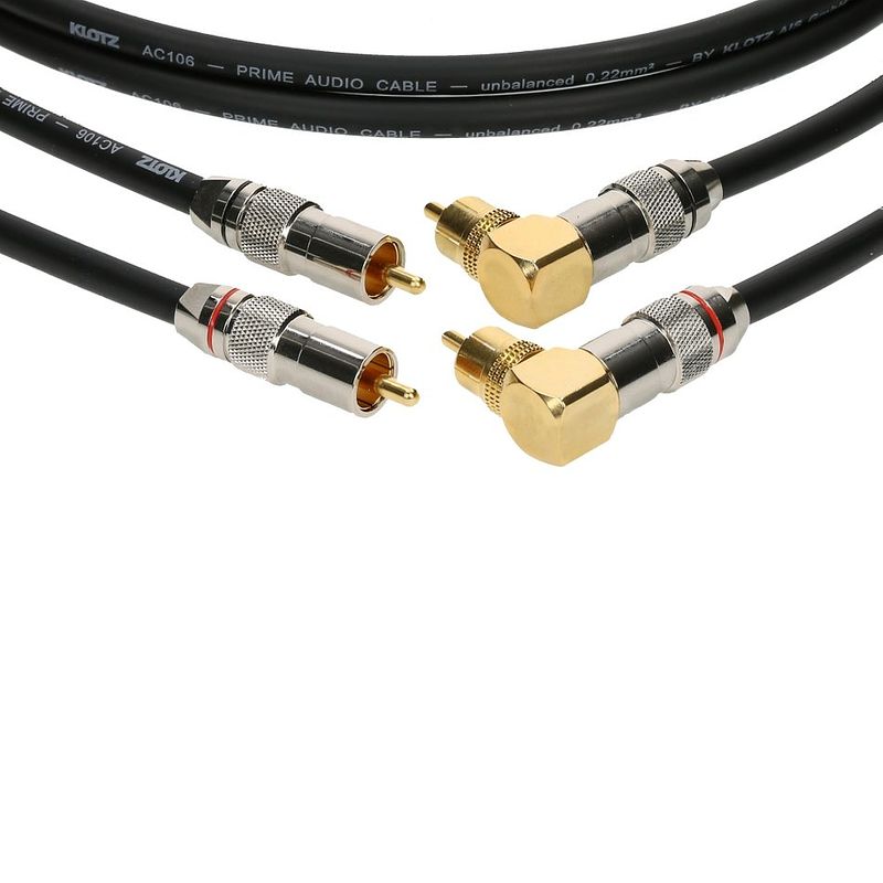 Foto van Klotz alpa100 rca recht 2p - rca haaks 2p kabel 10m (set van 2)