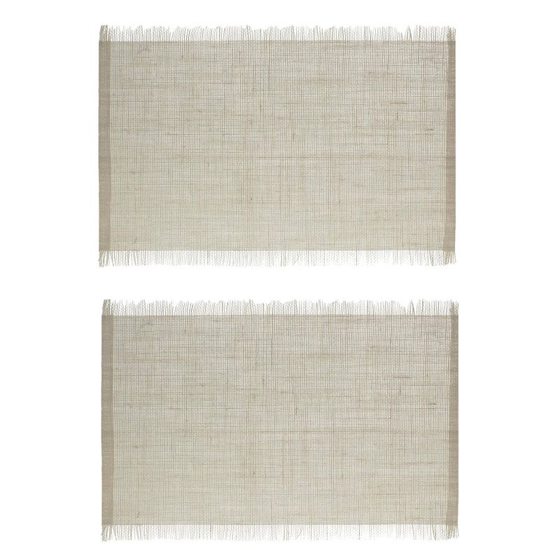 Foto van Set van 4x stuks placemats uni beige jute 45 x 30 cm - placemats