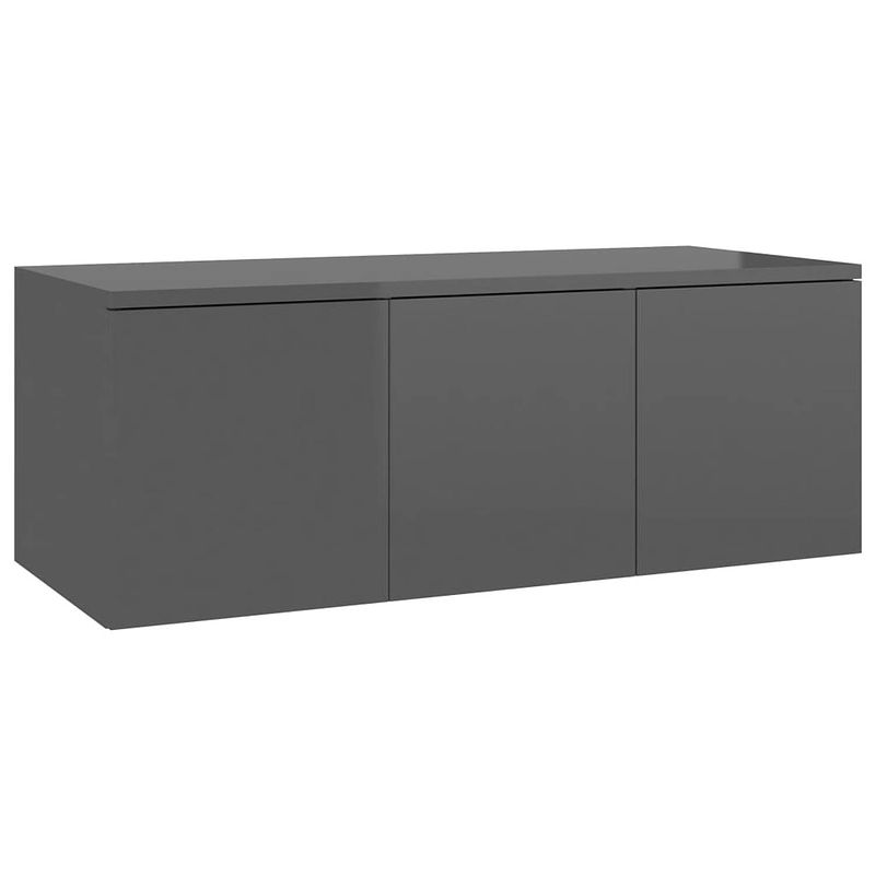 Foto van The living store klassieke tv-kast - 80 x 34 x 30 cm - hoogglans grijs met 3 lades