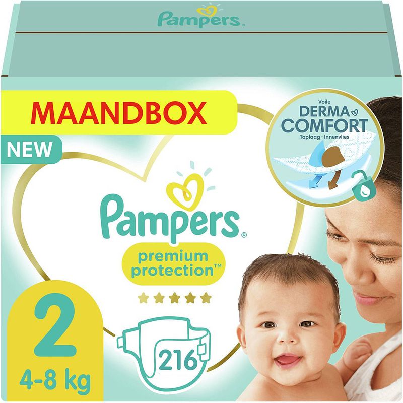 Foto van Pampers - premium protection - maat 2 - maandbox - 216 luiers