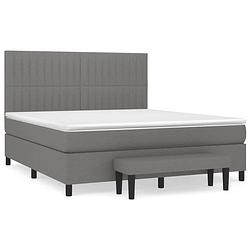 Foto van The living store boxspringbed - donkergrijs - 203x180x118/128 cm - pocketvering matras