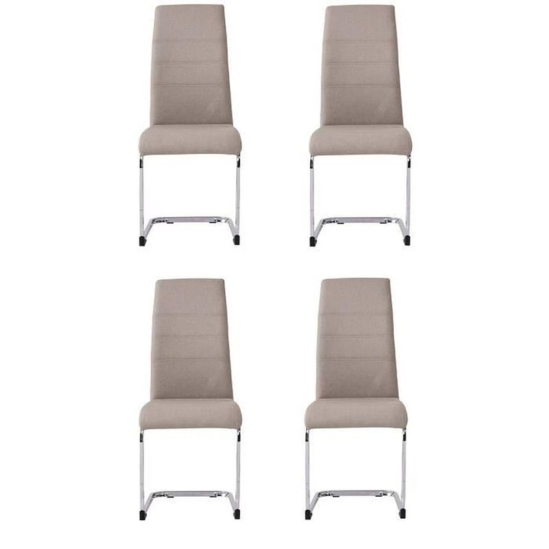 Foto van Jane set van 4 stoelen - chroom onderstel - taupe stof - l 42 x d 56 x h 99 cm