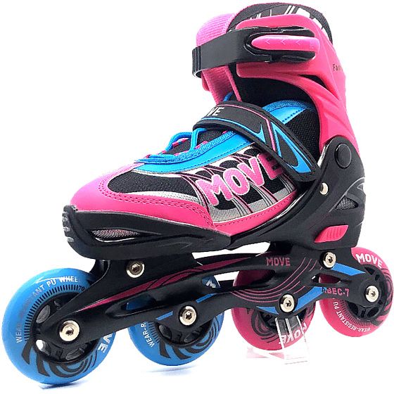 Foto van Move inline skates fast semi softboot verstelbaar roze/blauw maat 38 41