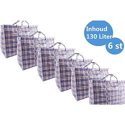 Foto van Discountershop® xxxl opbergtas 130 liter met rits - jumbo shoppers met rits 6 stuks - opbergtas