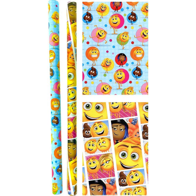 Foto van Emoji - smiley cadeau inpakpapier 200 x 70 cm - 5 rollen