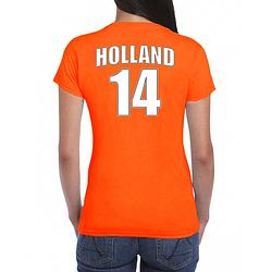 Foto van Holland shirt met rugnummer 14 - nederland fan t-shirt / outfit voor dames l - feestshirts