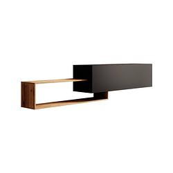 Foto van Meubella tv-meubel valdix - mat zwart - eiken - 210 cm