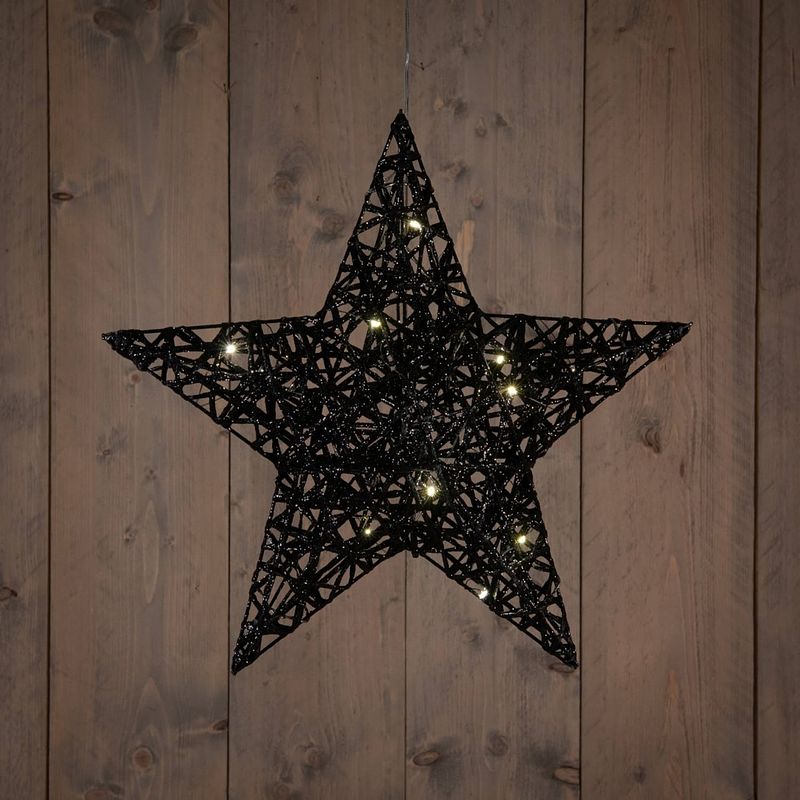 Foto van Anna'ss collection - b.o.t. star 40 cm dark glitter 15led warm white