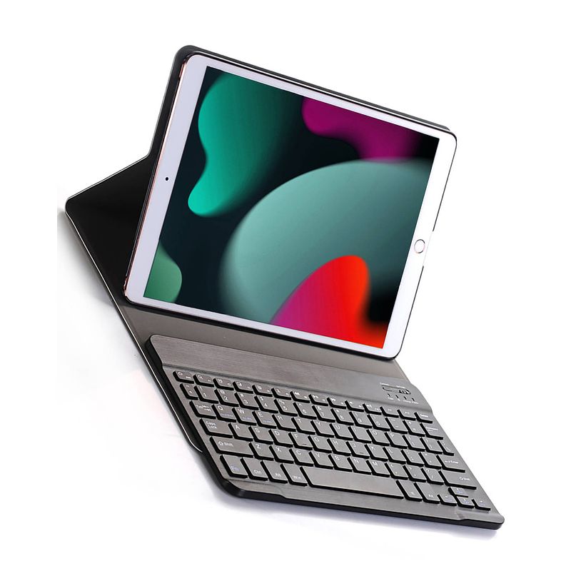 Foto van Basey ipad 10.2 2021 hoes toetsenbord hoesje keyboard case cover - zwart