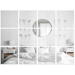 Foto van Misou plakspiegel - 12 stuks - 20x20cm - deurspiegel hangend - zelfklevende spiegel - wandspiegel - vierkant