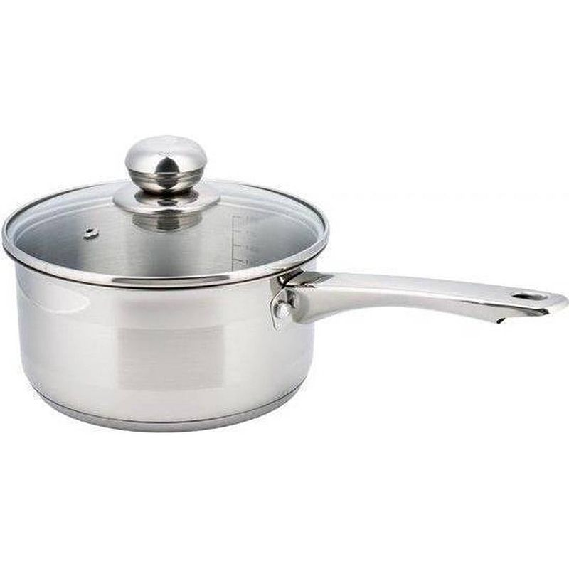 Foto van Kinghoff 4322 - steelpan met deksel - 14 cm - 7 cm diep - 1 liter