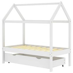 Foto van The living store kinderbedframe boomhut - 146x77x140 cm - wit - massief grenenhout