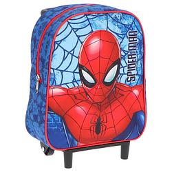 Foto van Spiderman handbagage reiskoffer/trolley - blauw/rood - 28 cm - voor kinderen - kinder reiskoffers