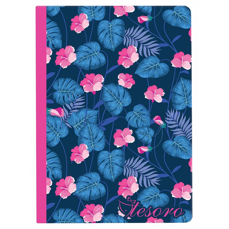 Foto van Tesoro schrift bloem blauw/ fuchsia 17 cm