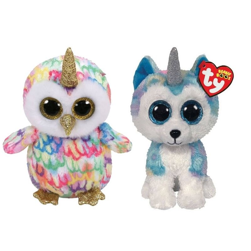 Foto van Ty - knuffel - beanie boo's - enchanted owl & helena husky