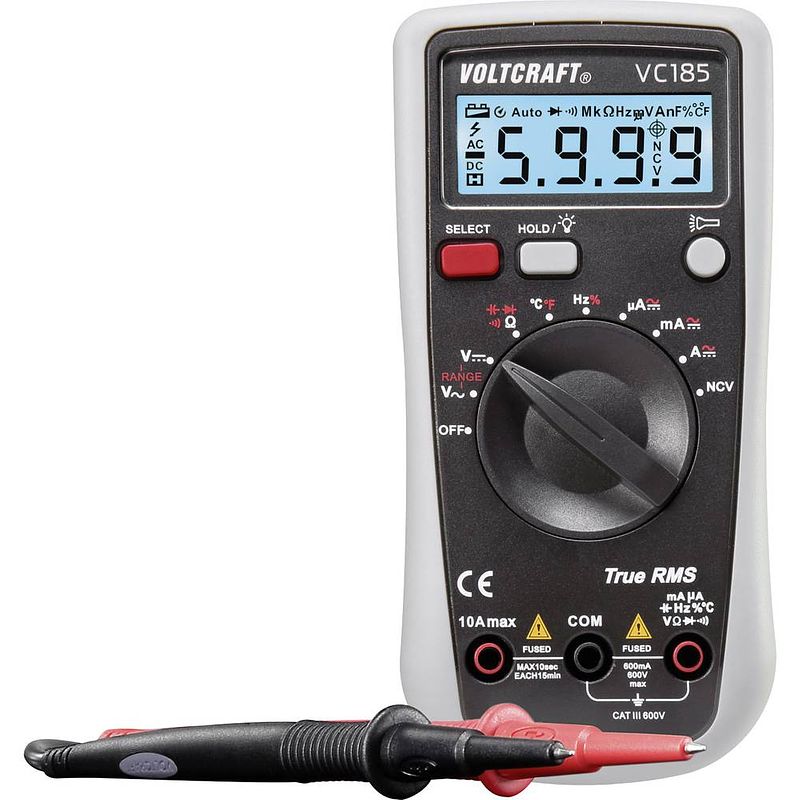 Foto van Voltcraft vc185 multimeter digitaal cat iii 600 v weergave (counts): 6000