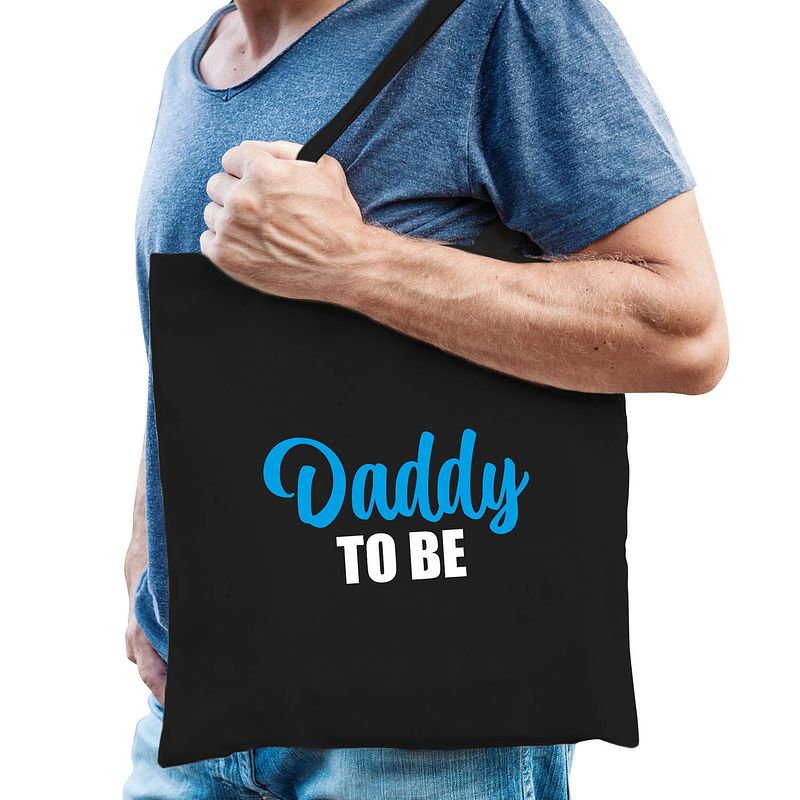 Foto van Daddy to be cadeau katoenen tas zwart voor heren - cadeau aanstaande papa - feest boodschappentassen