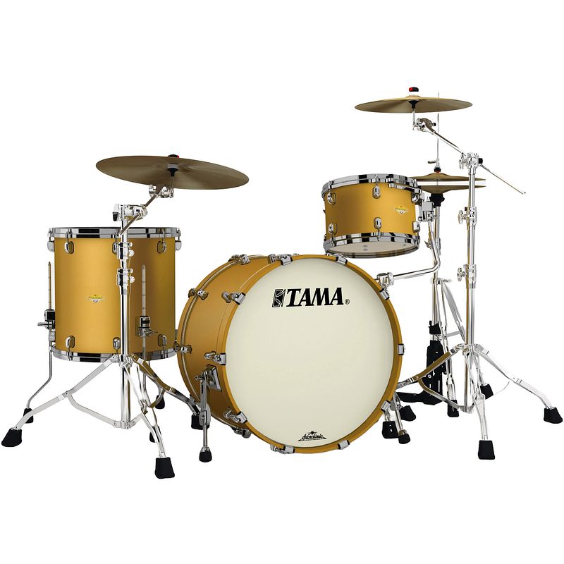 Foto van Tama ma32czbns-sam starclassic maple satin aztec gold metallic 3d. shellset black nickel hardware